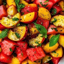 Easy Summer Peach Watermelon Salad Recipe
