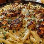 Cheesy Penne and Cajun Chicken in Garlic Parmesan Cream