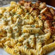 Cheesy Velveeta Chicken Twisted Pasta with Mozzarella Garlic Sauce
