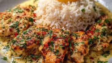 Chicken Scampi with Garlic Parmesan Rice