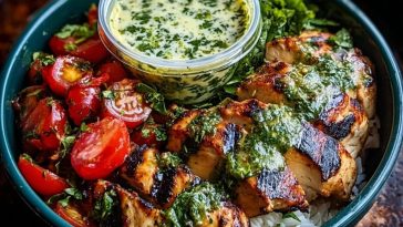 Chimichurri Grilled Chicken Bowl with Garlic Sauce