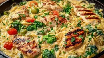 Mediterranean Creamy Chicken Orzo