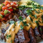 Steak and Queso with Rice