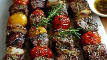 Rosemary Garlic Steak Kebabs