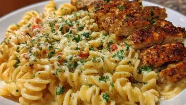 Creamy Cajun Chicken Twisted Pasta with Mozzarella Alfredo