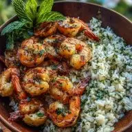 Creamy Garlic Butter Shrimp Bowl with Herb Rice
