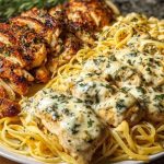 Creamy Garlic Parmesan Chicken with Cheesy Linguine