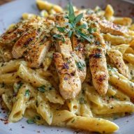 One Pot Creamy Garlic Parmesan Chicken Penne