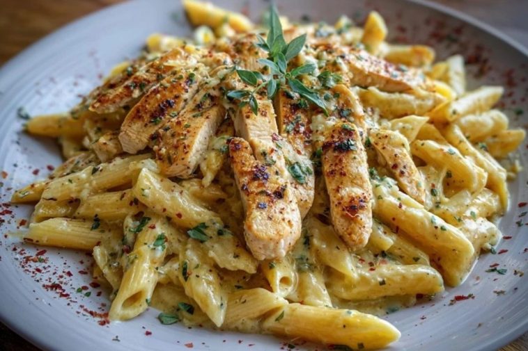 One Pot Creamy Garlic Parmesan Chicken Penne