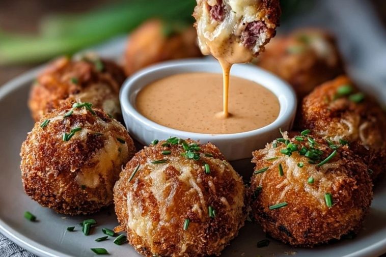Reuben Balls with Spicy Thousand Island Dipping Sauce