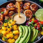 Shrimp and Avocado Bowls with Mango Salsa & Lime-Chili Sauce