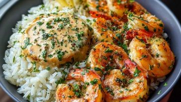 Best Garlic Butter Shrimp Bowl Recipe with Creamy Herb Rice