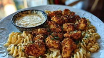 Best Parmesan Chicken Bites with Smoky Cajun Alfredo Gemelli