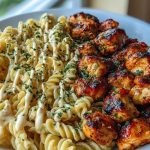 Cajun Alfredo Pasta with Garlic Butter Chicken Bites