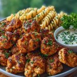 Cajun Chicken Bites with Creamy Garlic Herb Alfredo Twists