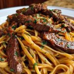 Cajun Garlic Butter Linguine with Tender Beef Strips