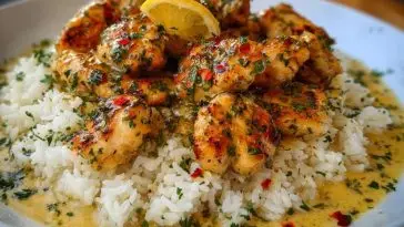 Chicken Scampi with Creamy Garlic Parmesan Rice