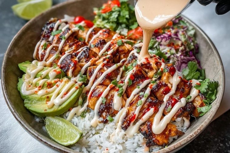 Chili Chicken Bowl with Coconut Lime Drizzle