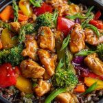 Colorful Teriyaki Chicken Stir-Fry Recipe with Rainbow Veggies and Wild Rice