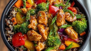 Colorful Teriyaki Chicken Stir-Fry Recipe with Rainbow Veggies and Wild Rice