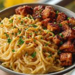 Creamy Cajun Alfredo Pasta with Garlic Butter Chicken Bites