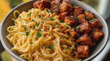 Creamy Cajun Alfredo Pasta with Garlic Butter Chicken Bites
