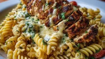 Creamy Cajun Chicken Rotini with Garlic Mozzarella Sauce