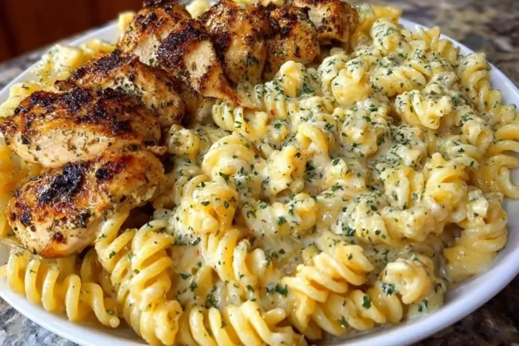 Creamy Garlic Butter Chicken and Rotini in Parmesan Sauce