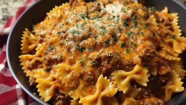 Creamy Velveeta Bowtie Pasta with Italian Beef Marinara