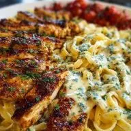 Creamy Velveeta Chicken Linguine with Mozzarella Garlic Sauce
