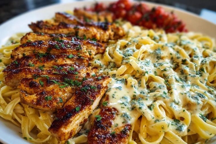 Creamy Velveeta Chicken Linguine with Mozzarella Garlic Sauce