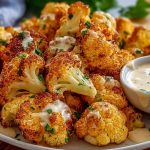 Crispy Baked Cauliflower Bites with Garlic Sauce