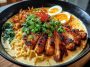 Fiery Chicken Ramen with Creamy Garlic Sauce