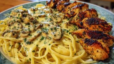 Garlic Butter Chicken with Velvety Parmesan Linguine