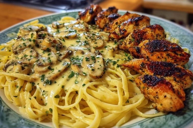 Garlic Butter Chicken with Velvety Parmesan Linguine