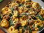 Garlic Butter Tortellini in Creamy Sauce with Beef, Italian Sausage & Spinach
