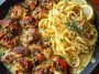 Golden Garlic Butter Chicken with Creamy Parmesan Linguine