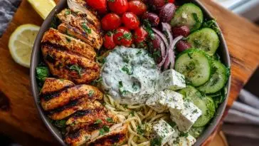 Grilled Chicken Greek Salad with Tzatziki