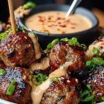 Korean BBQ Meatballs with Spicy Mayo Dip