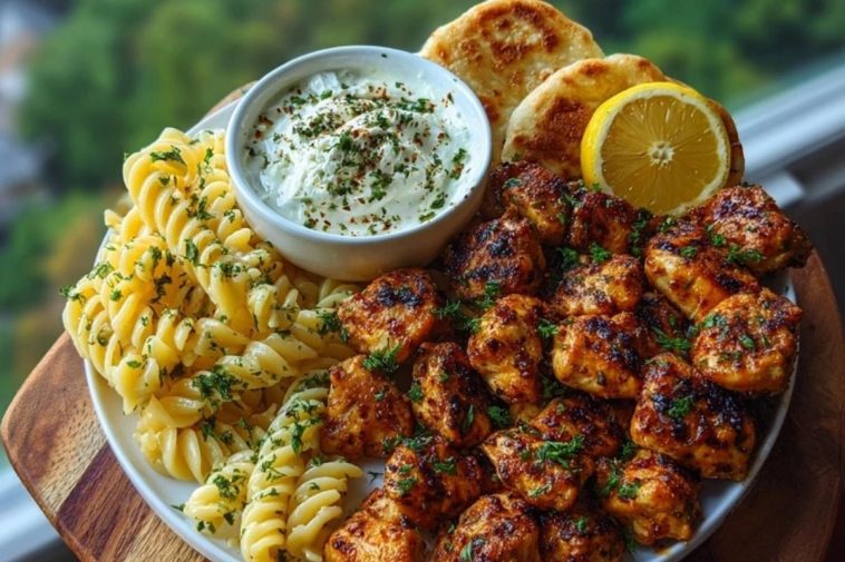 Lemon Cajun Chicken Bites with Creamy Garlic Herb Alfredo Twists