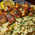 Lemon Garlic Chicken with Creamy Bowtie Pasta