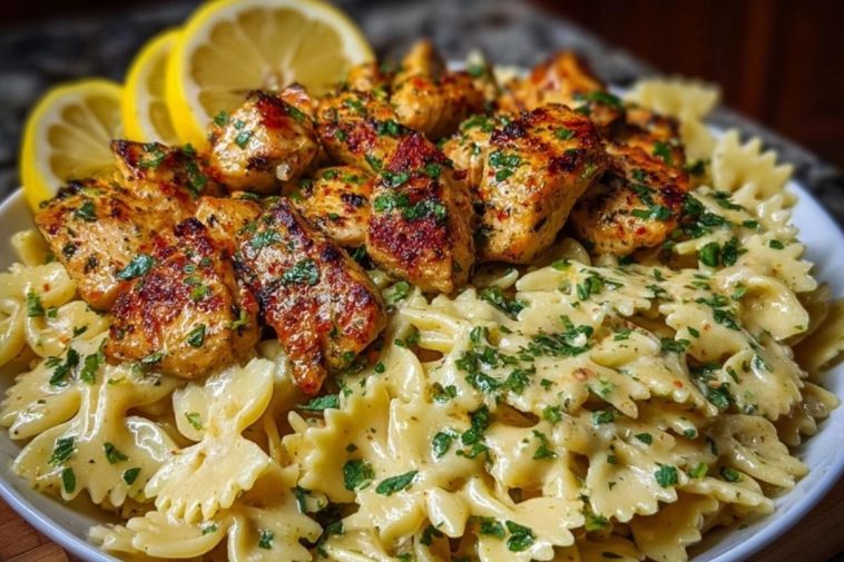 Lemon Garlic Chicken with Creamy Bowtie Pasta