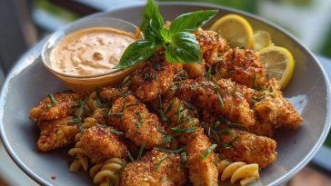 Lemon Pepper Chicken Bites & Roasted Red Pepper Cajun Alfredo Twists
