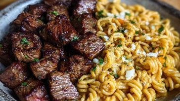 One-Pan Steak Bites & Cheesy Garlic Butter Noodles