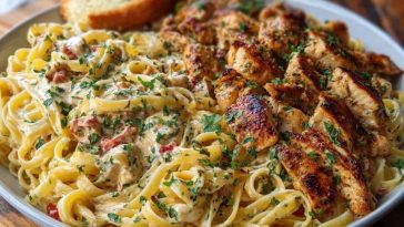 One-Pot Creamy Cajun Chicken Linguine with Garlic Mozzarella Sauce