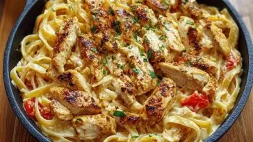 One-Pot Spicy Chicken Linguine in Creamy Sauce