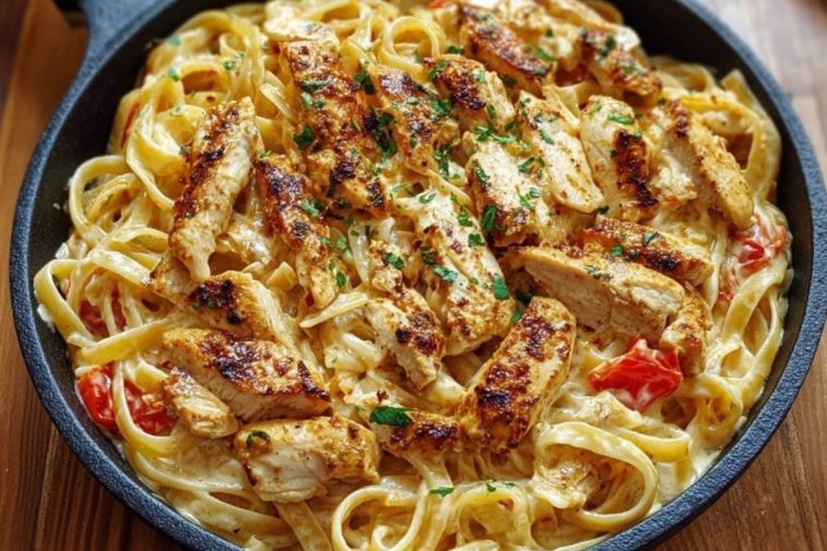 One-Pot Spicy Chicken Linguine in Creamy Sauce