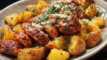 Oven-Roasted Cajun Chicken and Garlic Potatoes with Parmesan