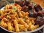 Penne with Creamy Velveeta Four-Cheese and Cajun Beef Bites