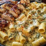 Rigatoni in Cheesy Italian Herb Alfredo with Cajun Chicken